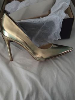 Gold Metallic Pointed-Toe Stiletto Heels