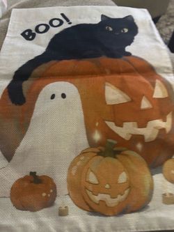 Halloween Garden Flag Black Cat Pumpkins