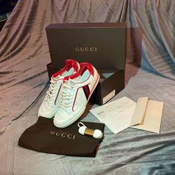 Gucci Men’s White Tennis Racket Sneakers SZ 10