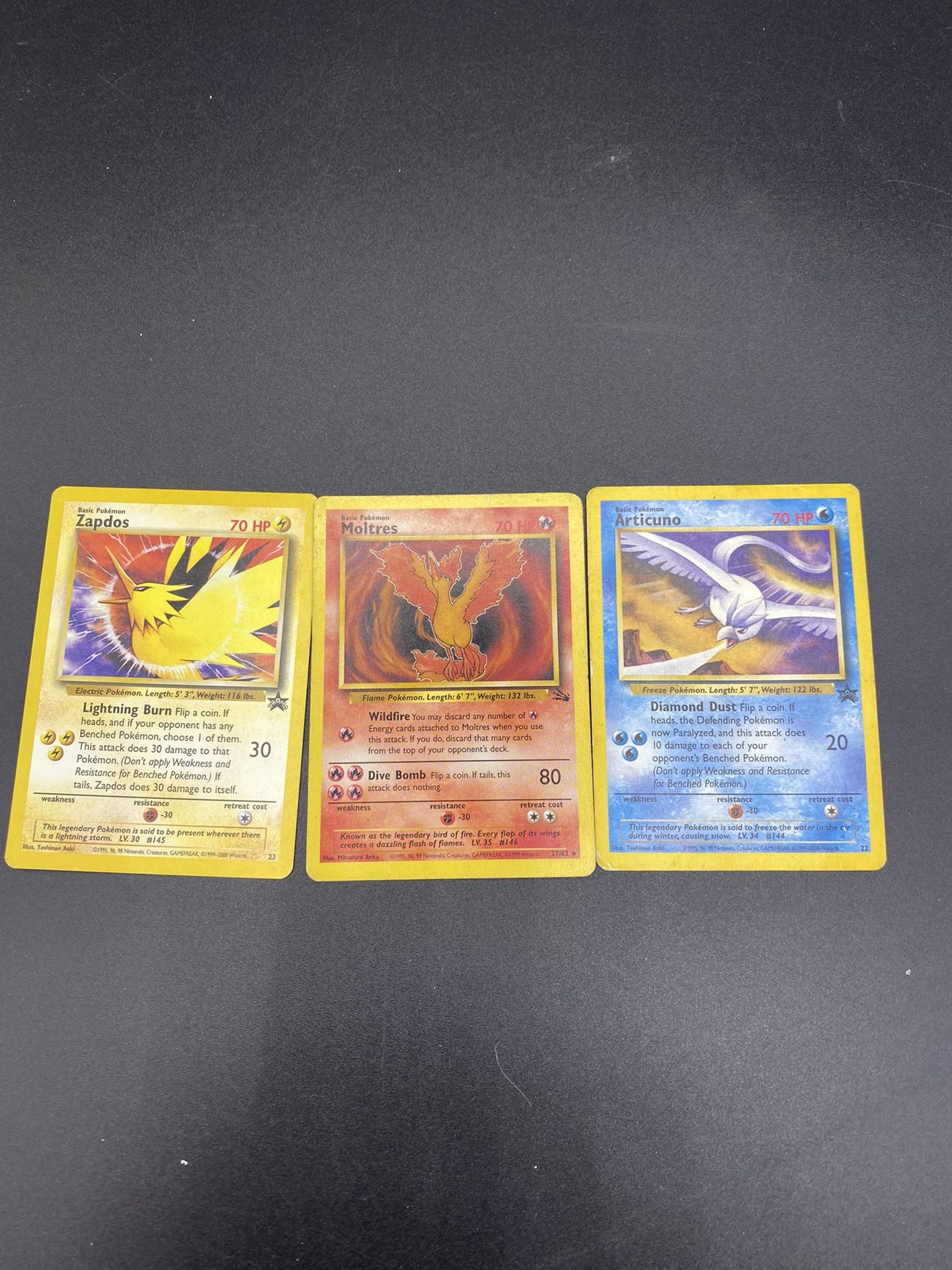 Pokemon WOTC Legendary Birds Set Black Star Promo Zapdos, Moltres, Articuno