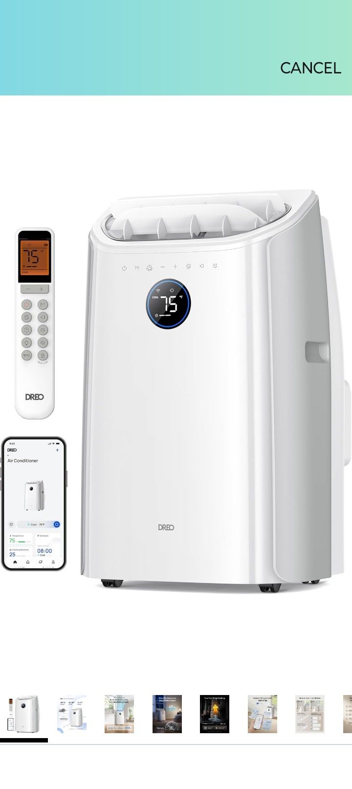 BRAND NEW IN SEALED BOX Dreo Portable Air Conditioners, 12000 BTU ASHRAE (8,000 BTU DOE) Smart AC Unit for Bedroom with Drainage-free Cooling, APP/Voi