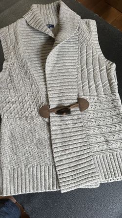 Chaps Neutral Cable Knit Sleeveless Cardigan Vest
