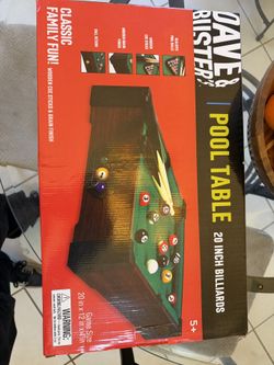 Dave and Buster’s Tabletop Billiards Pool Table 20in x 12in x 4in NIB Family Fun