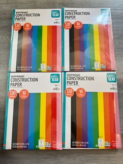 Pen + Gear Heavyweight Construction Paper, Assorted Colors, 9 in x 12 in, 120 Sheets