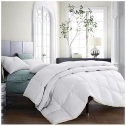 Goose Down Comforter Queen Size All Season Comforter-Cotton 1200 Thread Count 750 Fill Power-Soft Down Duvet Insert with Tabs (106x90Inches)