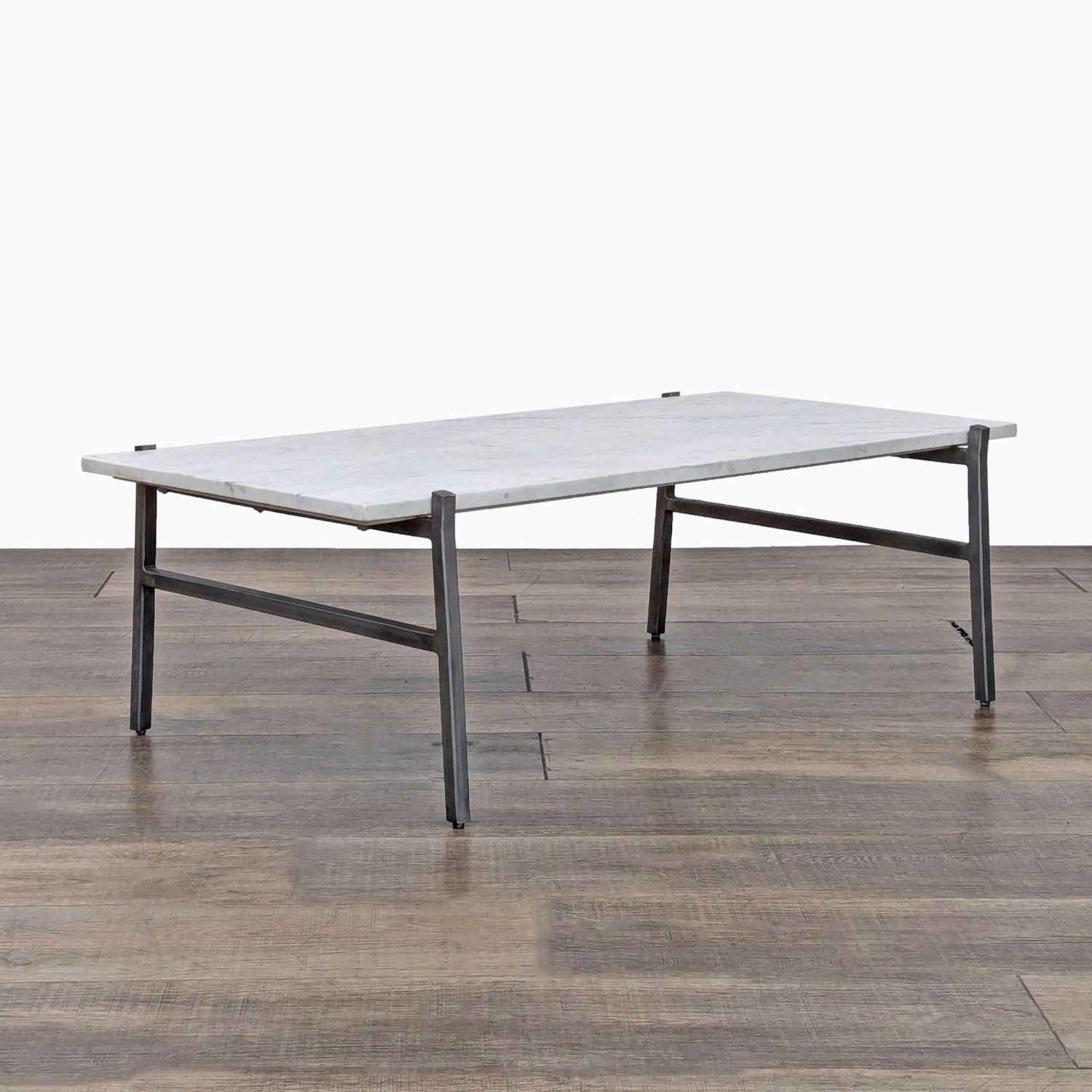 Marble Coffee Table with Antique Silver Base