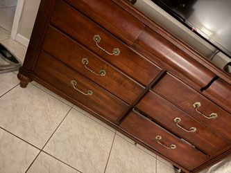 Cherry Wood Dresser with Brass Hardware