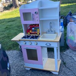 Wooden Pink Kids Kitchen 