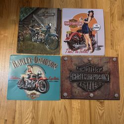 4 Harley Davidson Metal Signs
