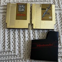 NES Retro Classic Zelda ( The Legend Of Zelda ) & The Adventure Of Zelda Gold Cartridge Video Games 