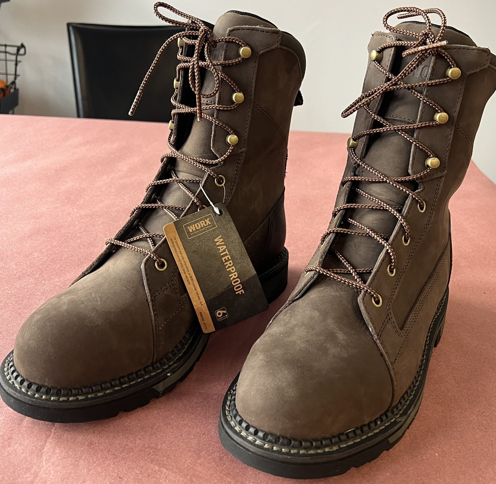 Red Wing WORX 8” waterproof insulated steel toe boots size 9M men’s New