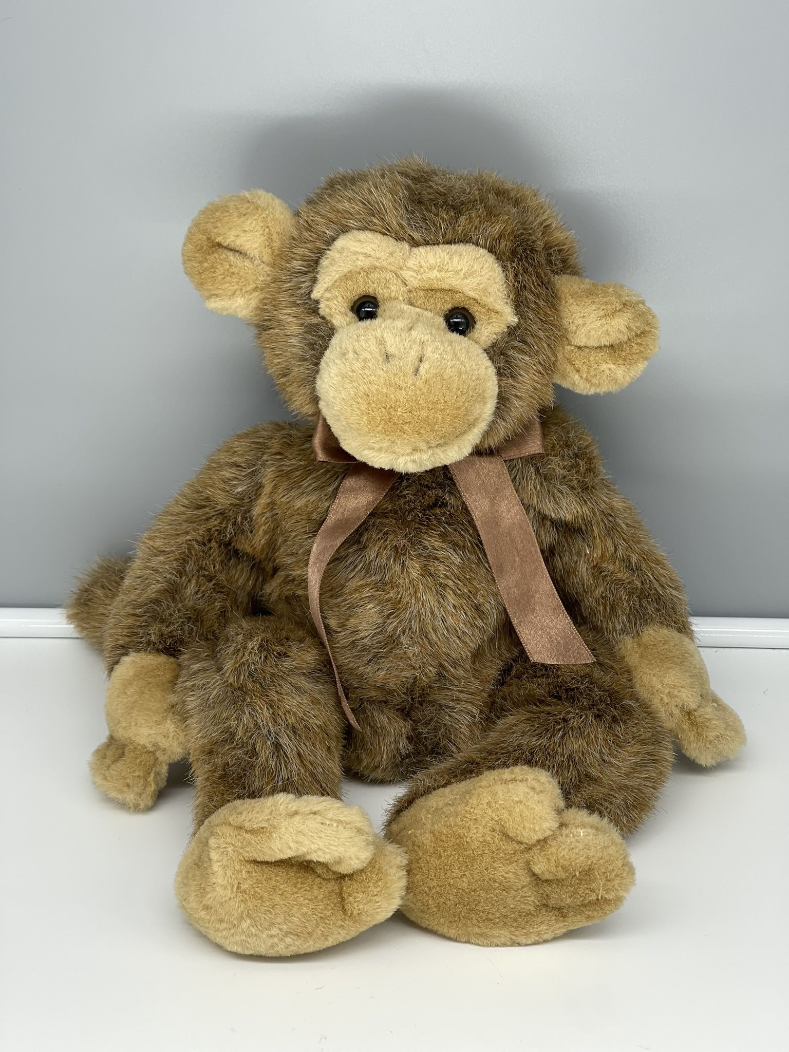 Vintage Russ Berrie Jimby Plush Monkey Brown Chimp Beanbag Stuffed Animal Plush