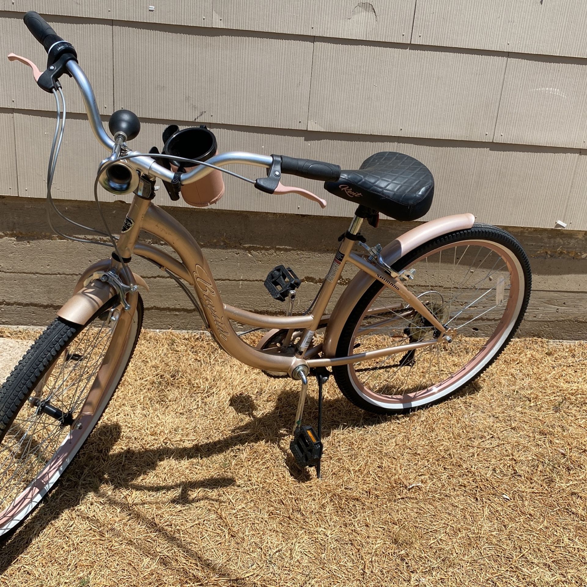 rose gold and black bike