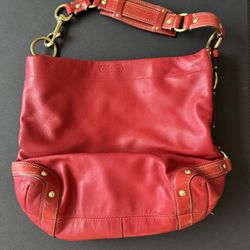 Coach Red Leather Shoulder Bag