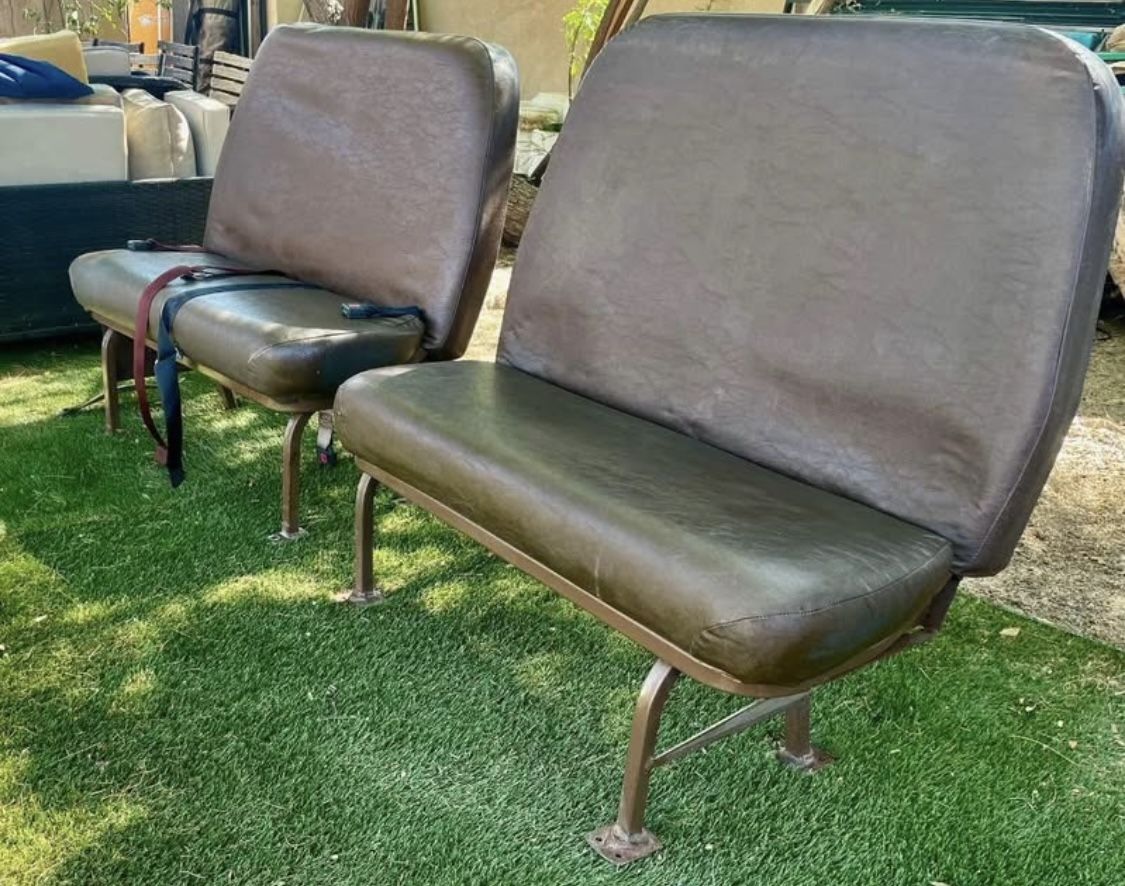 Vintage Pair of Metal Frame School Bus Bench Seats