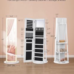 LED Standing Mirror Jewelry Cabinet