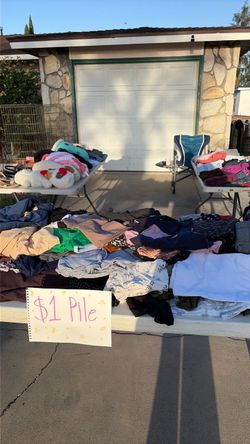 Yard Sale with $1 Clothing Pile