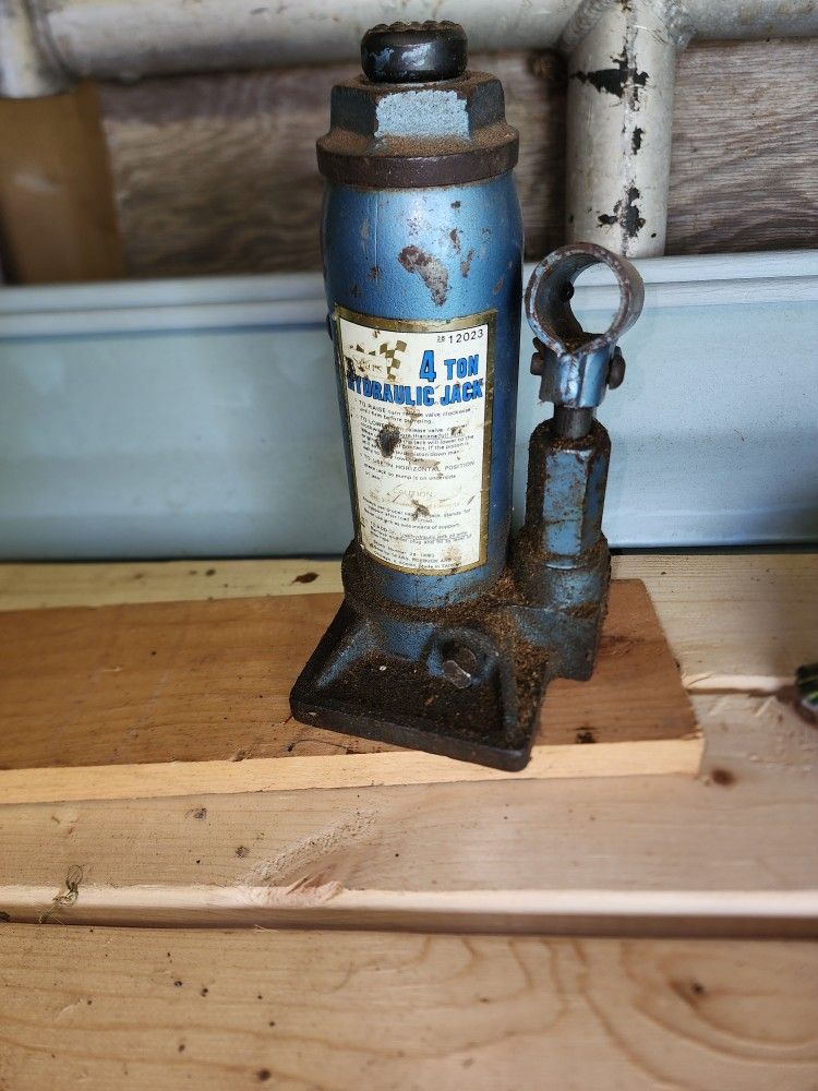 SEARS 4 TON HYDRAULIC BOTTLE JACK VINTAGE 214 121401 9 1214 Cars Auto w Handle