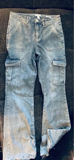 Light Wash Denim Cargo Jeans