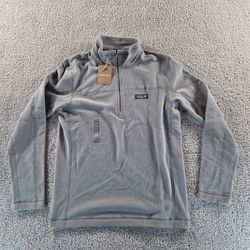 Patagonia Mens Small Micro Feather Gray Sweatshirt 1/4 Zip Pullover Long Sleeve