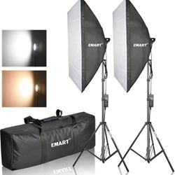 EMART Photography Softbox Lighting Kit, Photo Equipment Studio Softbox 20" x 27", 45W Dimmable LED with Double Color Temperature for Portrait Video an