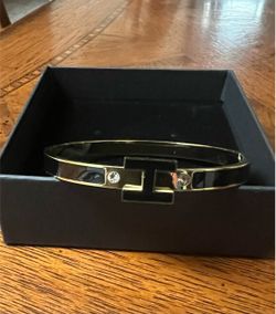 Gold-Tone Bangle Bracelet with Crystal Accent