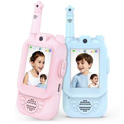 Brand New Video Walkie Talkies for Kids 2 Pack, USB-C Rechargeable with 2.0" Screen, Video Chat & Photo Sharing, Long Range Two Way Radio Toys 