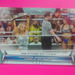 2019 Topps WWE Carmella Defeats Asuka #78 Smackdown Live Women's Division Wrestle World Wrestling Sports Collectible Trading Pro Professional 