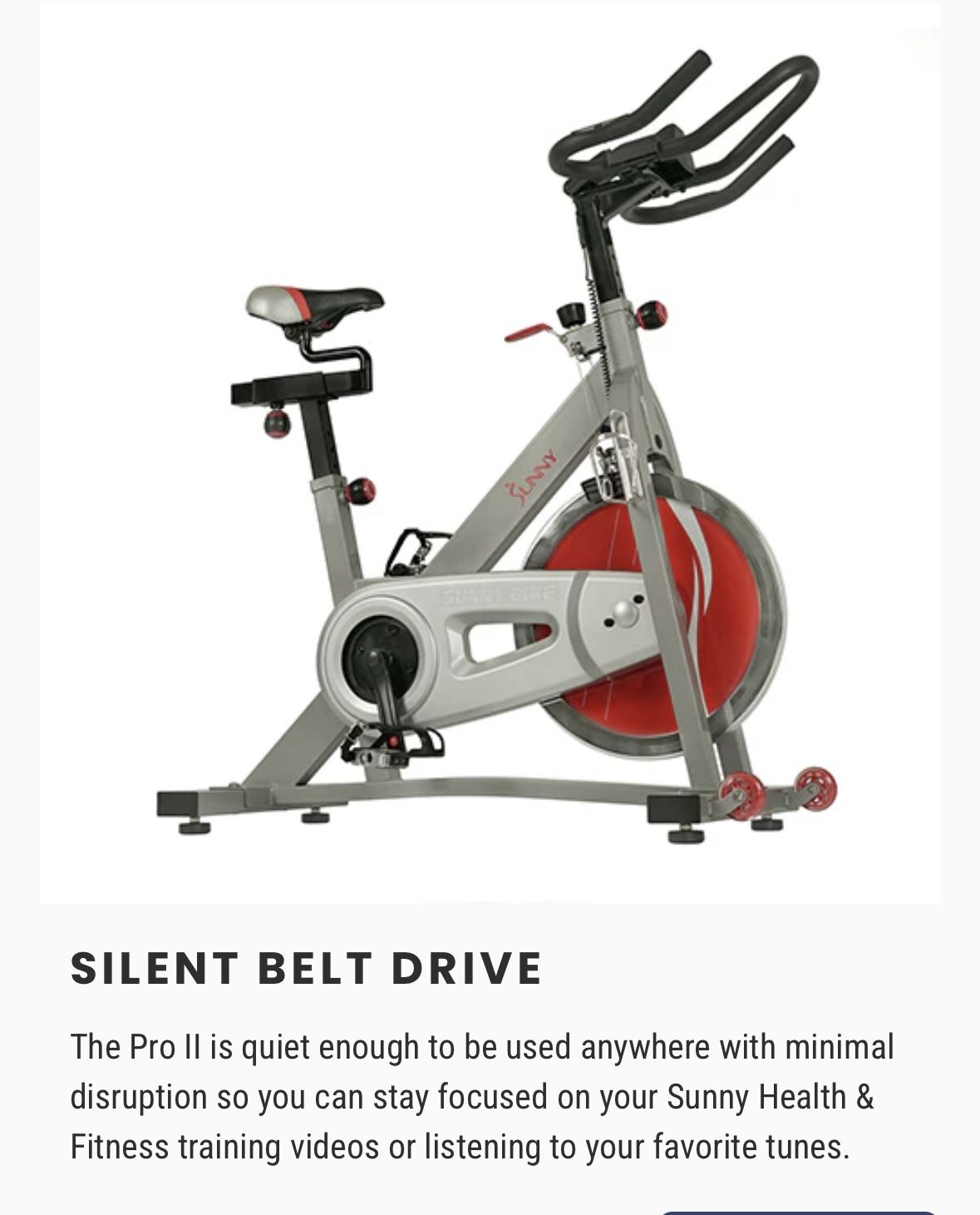 Sunny Belt Drive Pro II Indoor Cycling Bike 