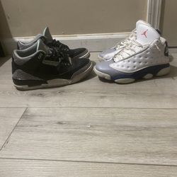 Both white Jordans size 8 black size 10