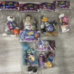 Vintage 1996 McDonalds Space Jam Looney Tunes Plush Happy Meal Complete Set Still Sealed