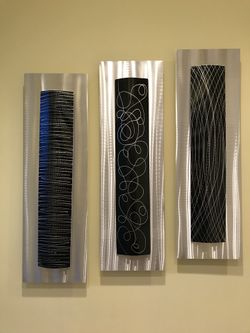 Black & Silver Abstract Metal Wall Art