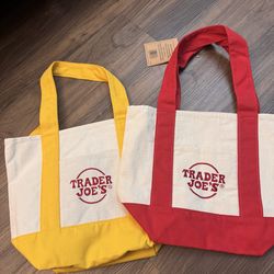 Mini canvas trader joe bag (ref and yellow)