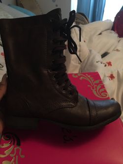 Brown combat boots
