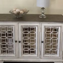 Magnolia Manor 51” TV Console with Mirrored Doors/Sideboard Table