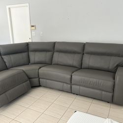 Faux Leather Sofa Grey