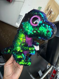 TY FLIPPABLES 7.5" CRUNCH THE TREX BEANIE BOOS COLOR CHANGING SEQUIN DINOSAUR NEW WITH TAG