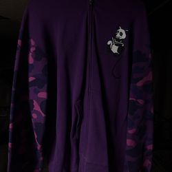 Bape Panda Full Zip Hoodie Purple