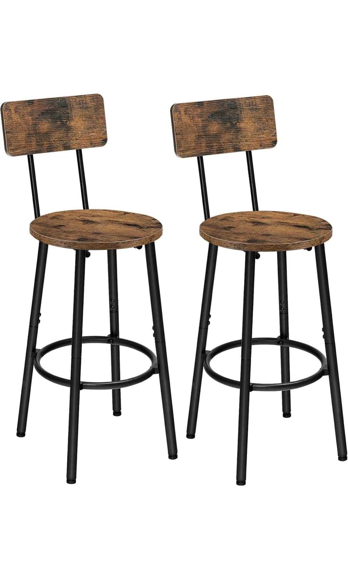 HOOBRO Bar Stools,Set of 2 Round Bar Chairs with Back,25.2" Bar Chairs for Kitchen Island, Dining Room,Counter Height Bar Stools, Easy to Assemble, Ru