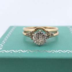 18k Yellow Gold 1.15ct Diamond Ring Set Size 6.5
