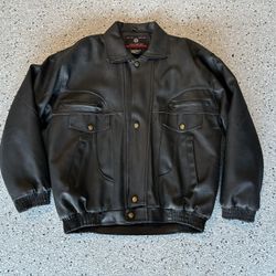 Vintage “BOLT BELGRANO” Faux Leather Jacket. Size Large. Pockets. Button/ Zip.