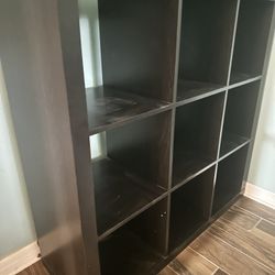 Dark Wood Bookcase Cube Shelving Organizer