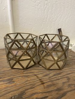 Brass And Glass Candle Holders