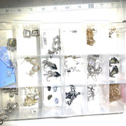 Lot Of Dazzling Crystal Earrings And Box