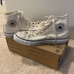 Converse High Tops, Cream With Shiny Toe, Women’s Size 10.5, Brand New!