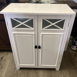 Farmhouse 3-Shelve Enclosed Cabinet, White, 26x13x34 (Free Delivery)