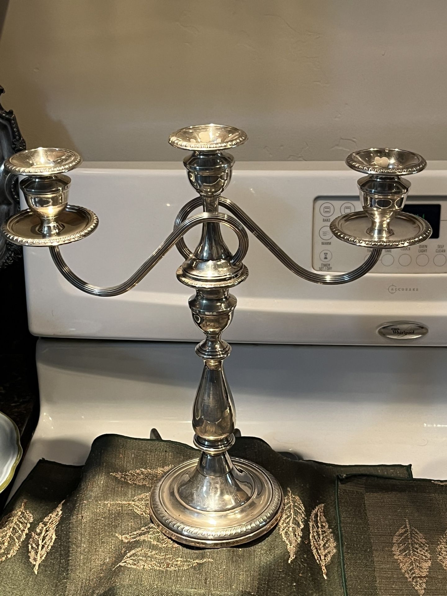 Pr Elegant Sterling Silver Candelabras