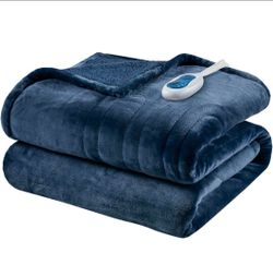 Manta térmica, manta eléctrica, suave, cálida y reversible de felpa, manta térmica Sherpa con 20 ajustes de calor
