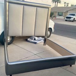 Stunning Super High End Large 80" High King Size Statement Piece Dark Gray Bed Frame