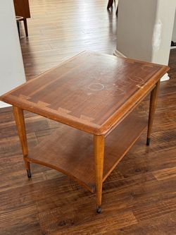 Mid Century Lane Acclaim Rectangular Wooden Walnut Side Table Vintage